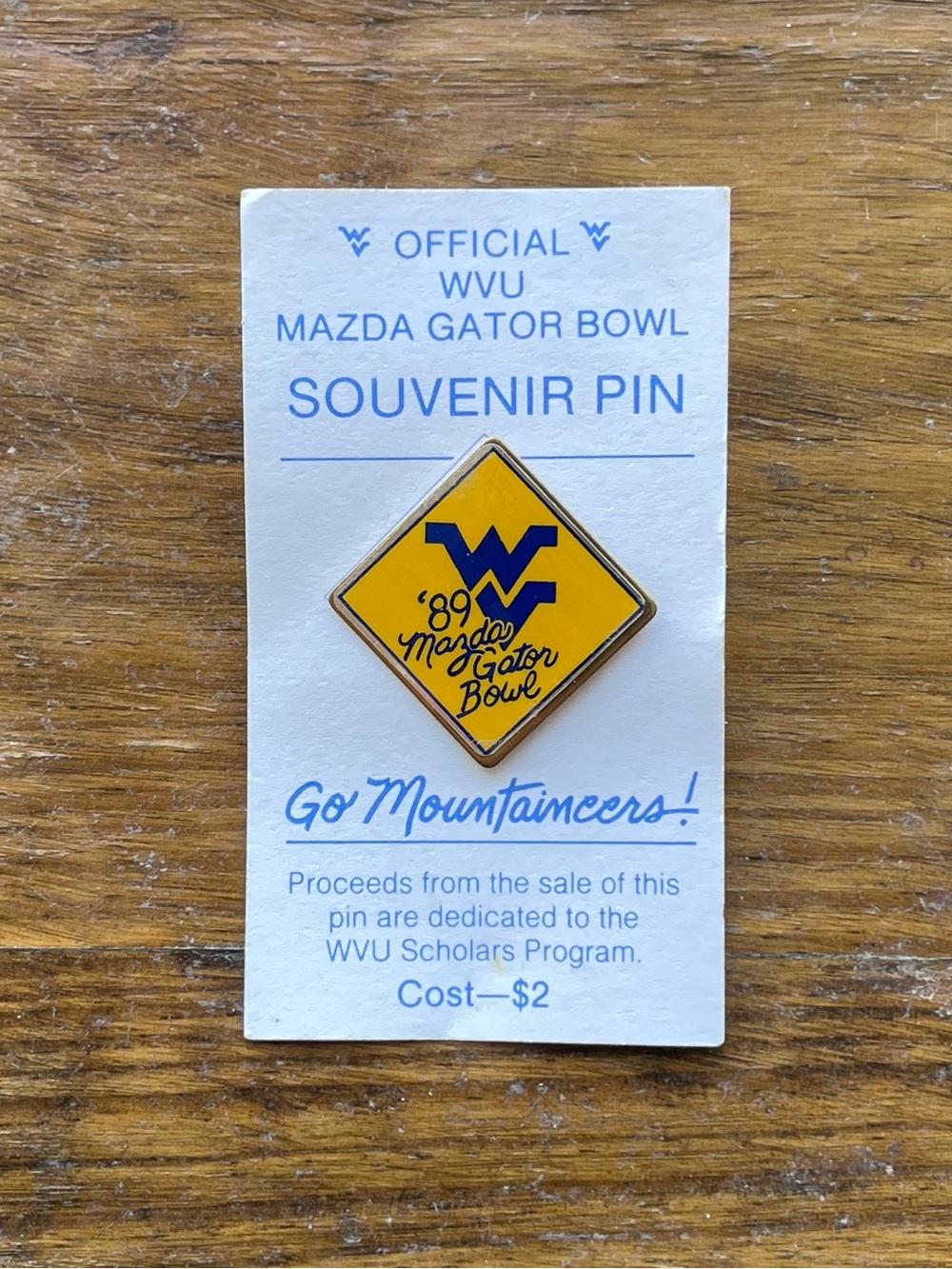 Vintage 1989 WVU Mazda Gator Bowl Souvenir Pin